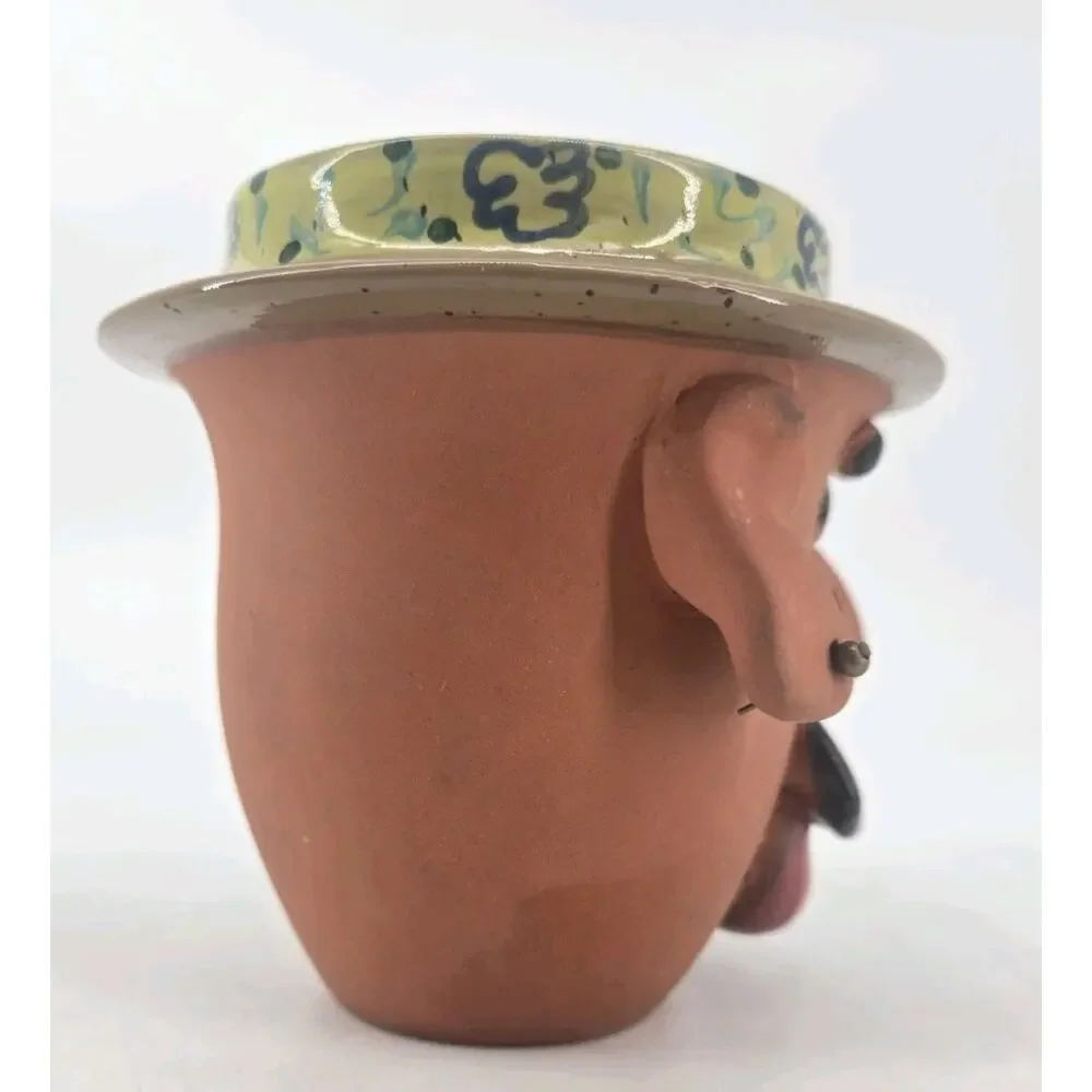 Vtg 2005 Bird Brain Whimsical Louie Hand Painted Terracotta Planter Pot ***Read*